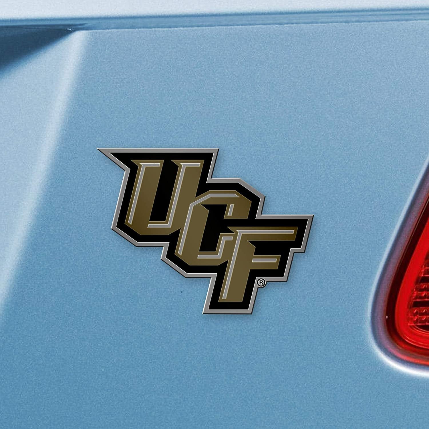 University of Central Florida Knights UCF Solid Metal Color Auto Emblem Raised Decal Adhesive Tape Backing