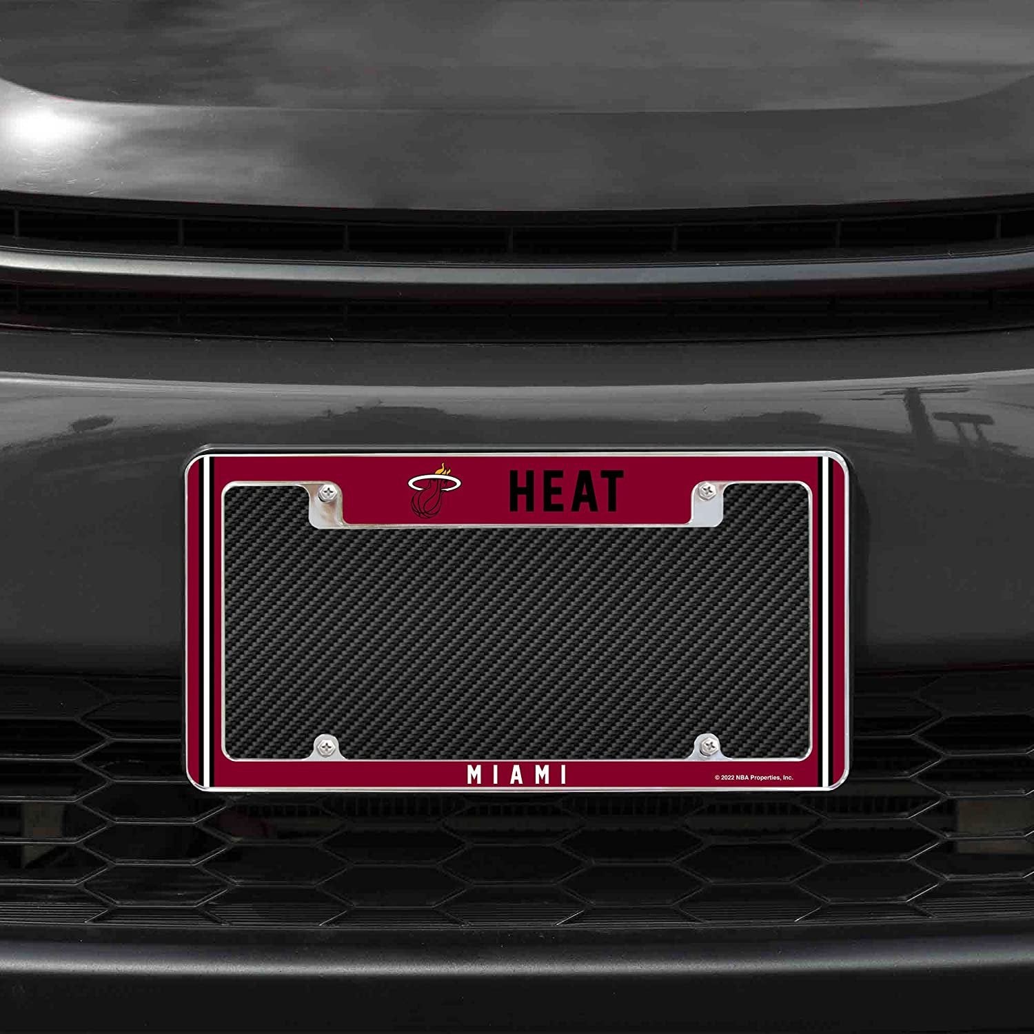 Miami Heat Metal License Plate Frame Chrome Tag Cover Alternate Design 6x12 Inch