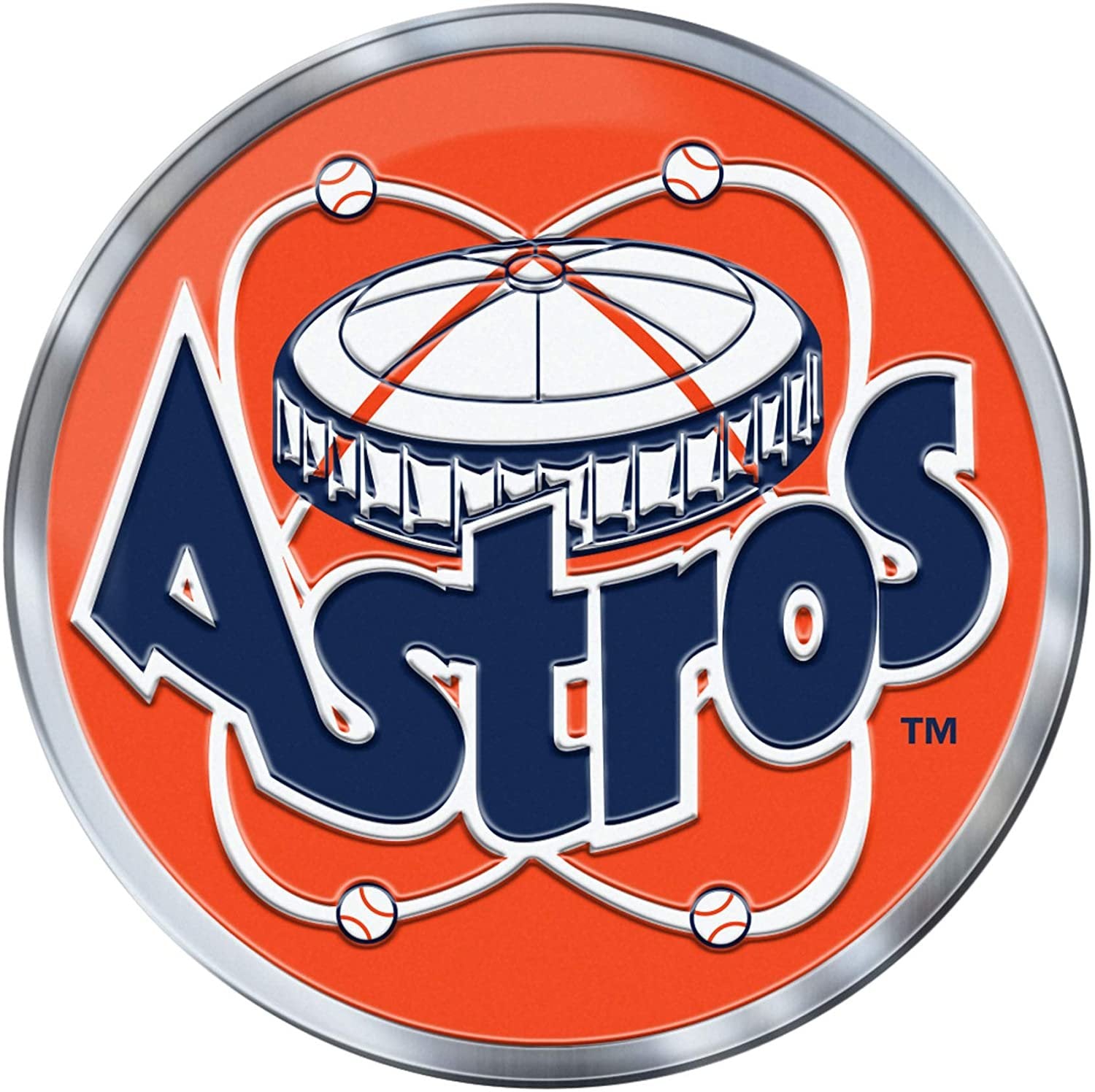 Houston Astros Color Auto Emblem Aluminum Metal Raised Shape Cut Full Retro Logo