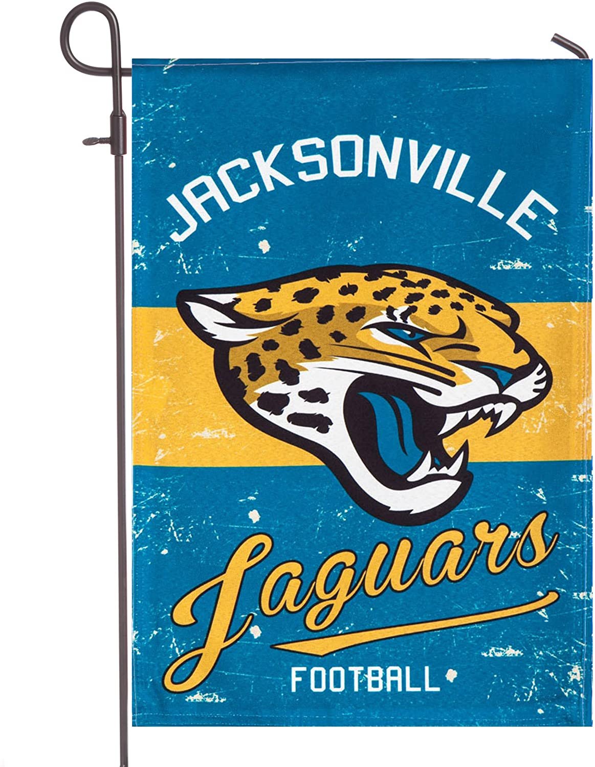 Jacksonville Jaguars Premium Garden Flag Banner, Double Sided, Linen, Retro Vintage Style, 13x18 Inch