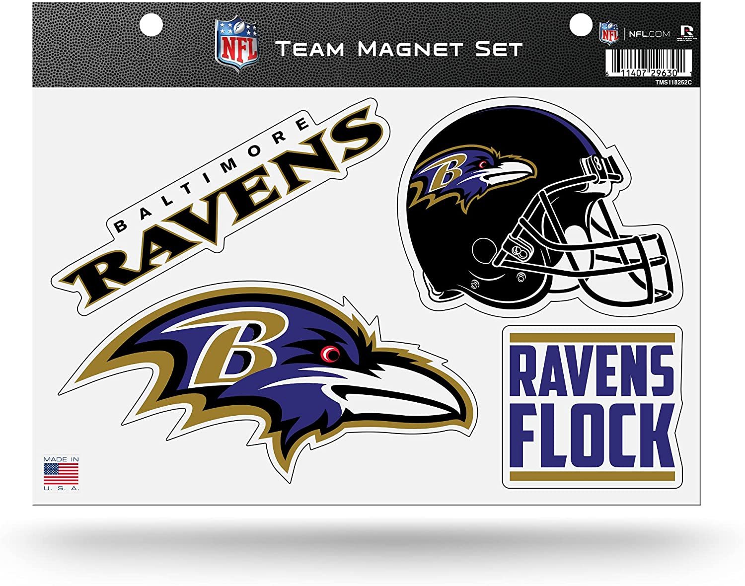 Baltimore Ravens Team Multi Magnet Set, 8.5x11 Inch Sheet, Die Cut, Auto Home