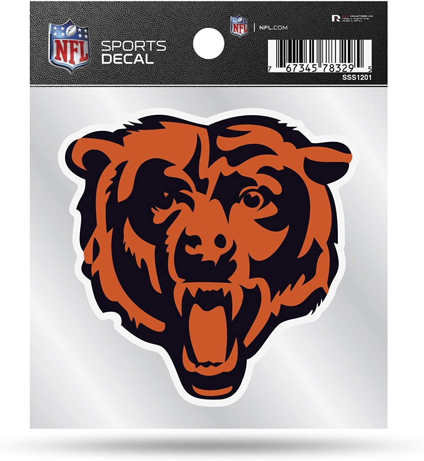Chicago Bears 4x4 Inch Die Cut Decal Sticker, Primary Logo, Clear Backing