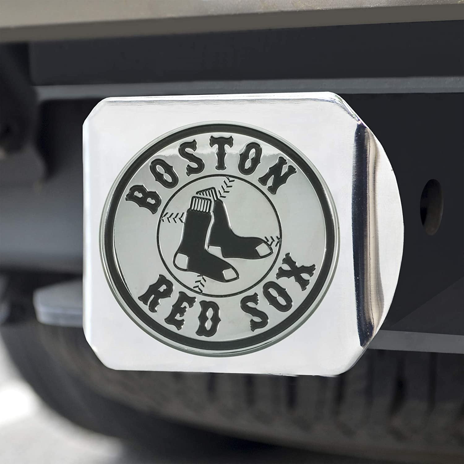 Boston Red Sox Hitch Cover Solid Metal with Raised Chrome Metal Emblem 2" Square Type III