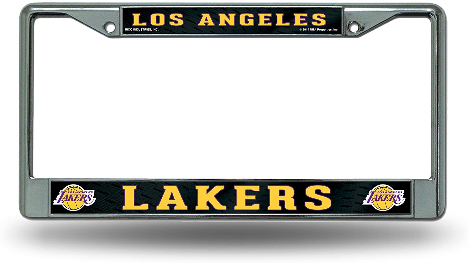 Los Angeles Lakers Premium Metal License Plate Frame Chrome Tag Cover, 12x6 Inch