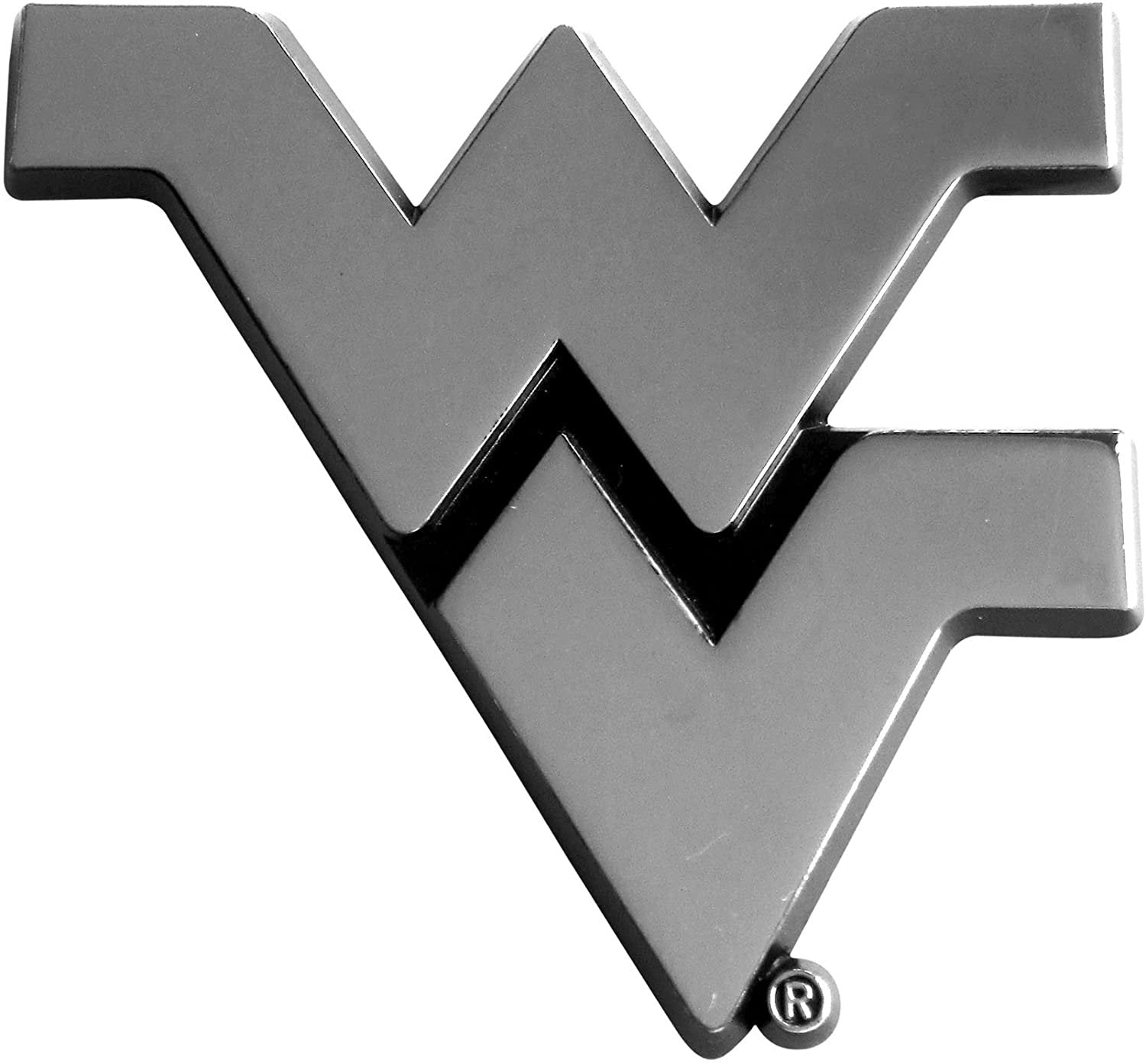 West Virginia University Mountaineers Premium Solid Metal Raised Auto Emblem, Shape Cut, Adhesive Backing