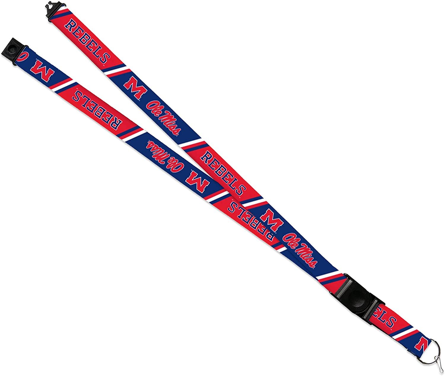 University of Mississippi Rebels Ole Miss Lanyard Keychain Double Sided 18 Inch Button Clip Safety Breakaway