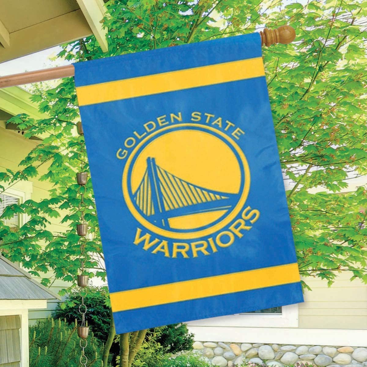 Golden State Warriors Premium 28x44 Inch House Banner Flag, Double Sided, Embroidered, Outdoor Indoor Use