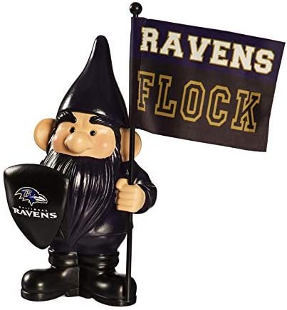 Baltimore Ravens 10 Inch Outdoor Garden Gnome, Includes Team Flag