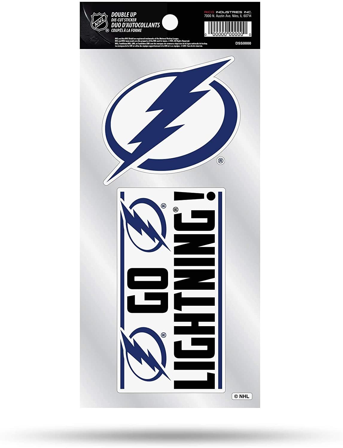 Tampa Bay Lightning 2-Piece Double Up Die Cut Sticker Decal Sheet, 4x8 Inch