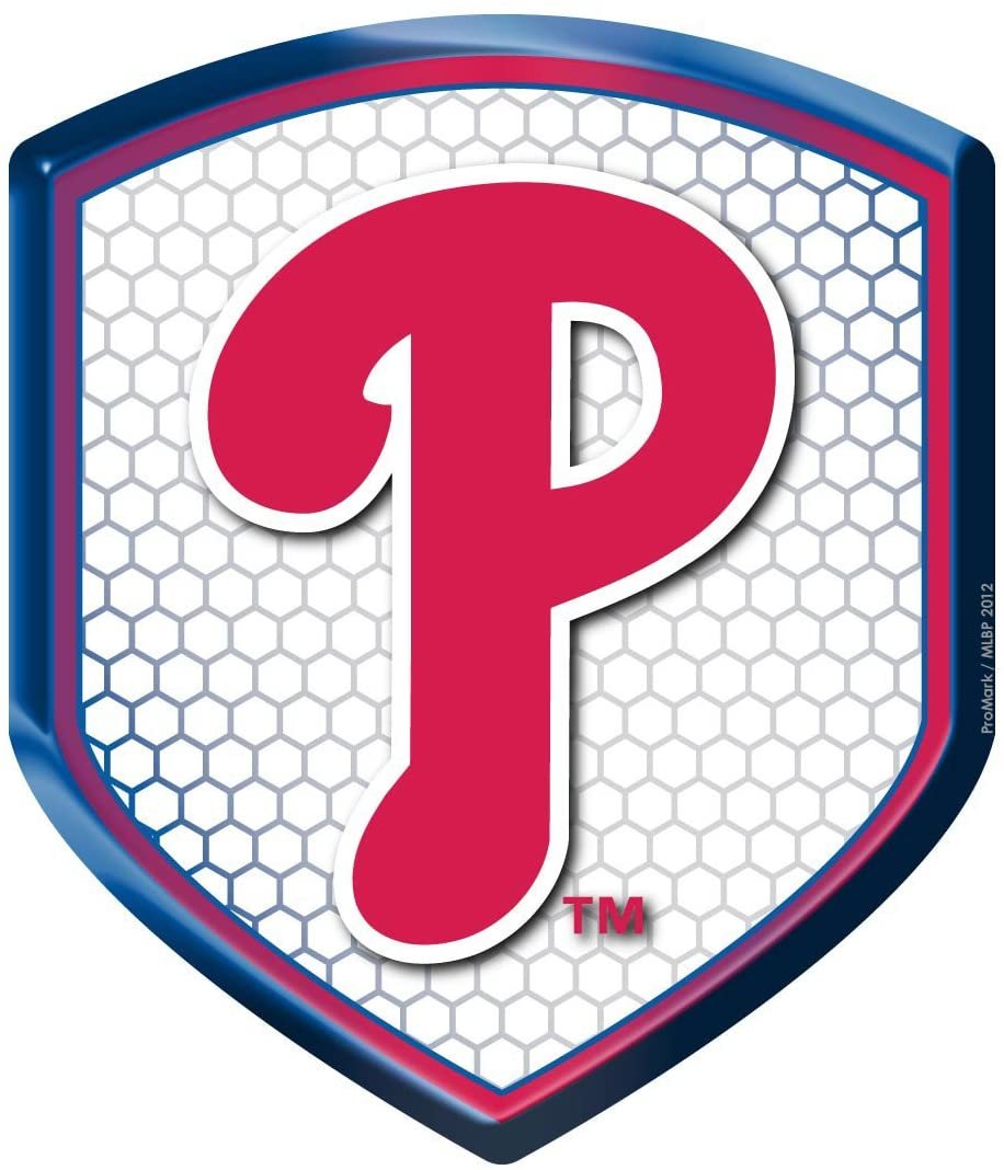 Philadelphia Phillies High Intensity Reflector, Shield Shape, Raised Decal Sticker, 2.5x3.5 Inch, Home or Auto, Full Adhesive Backing
