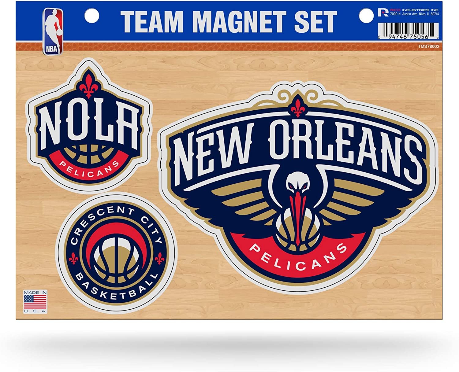 New Orleans Pelicans Team Multi Magnet Set, 8.5x11 Inch Sheet, Die Cut, Auto Home