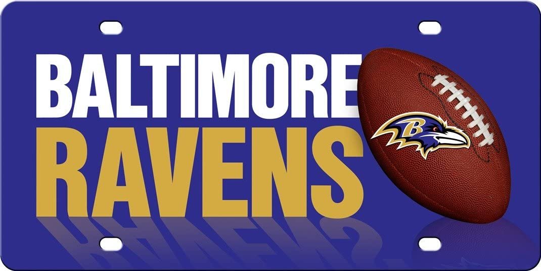 Baltimore Ravens Laser Tag License Plate, Mirrored Acrylic, Printed, 6x12 Inch