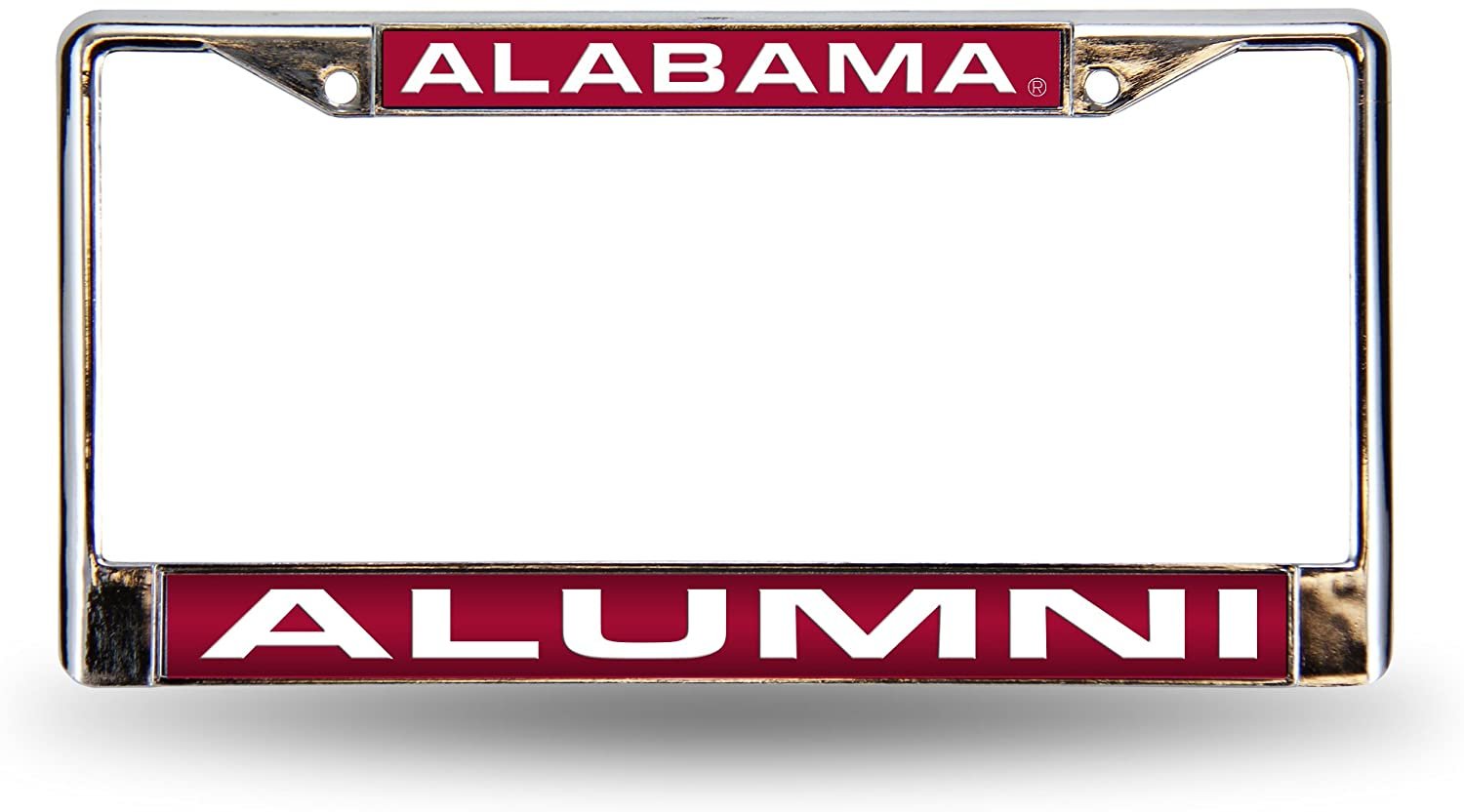 University of Alabama Crimson Tide Alumni Metal License Plate Frame Chrome Tag Cover, Laser Acrylic Mirrored Inserts, 12x6 Inch