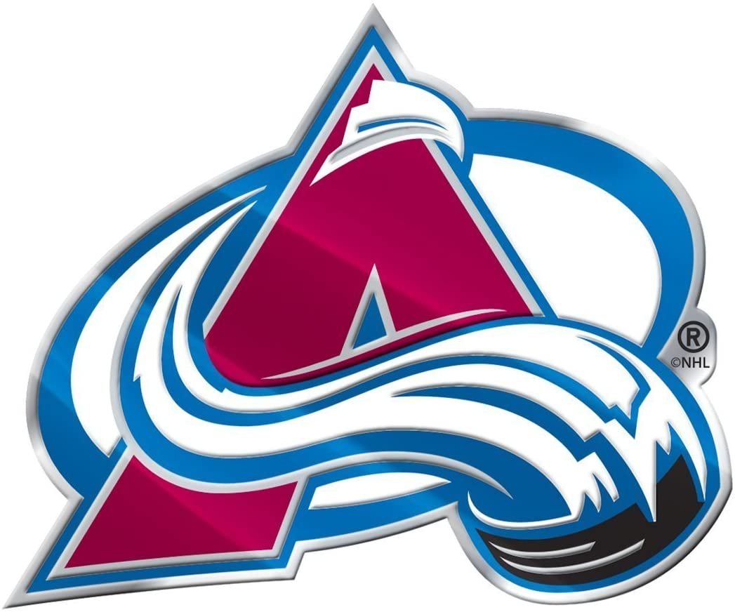 Colorado Avalanche Auto Emblem, Aluminum Metal, Embossed Team Color, Raised Decal Sticker, Full Adhesive Backing