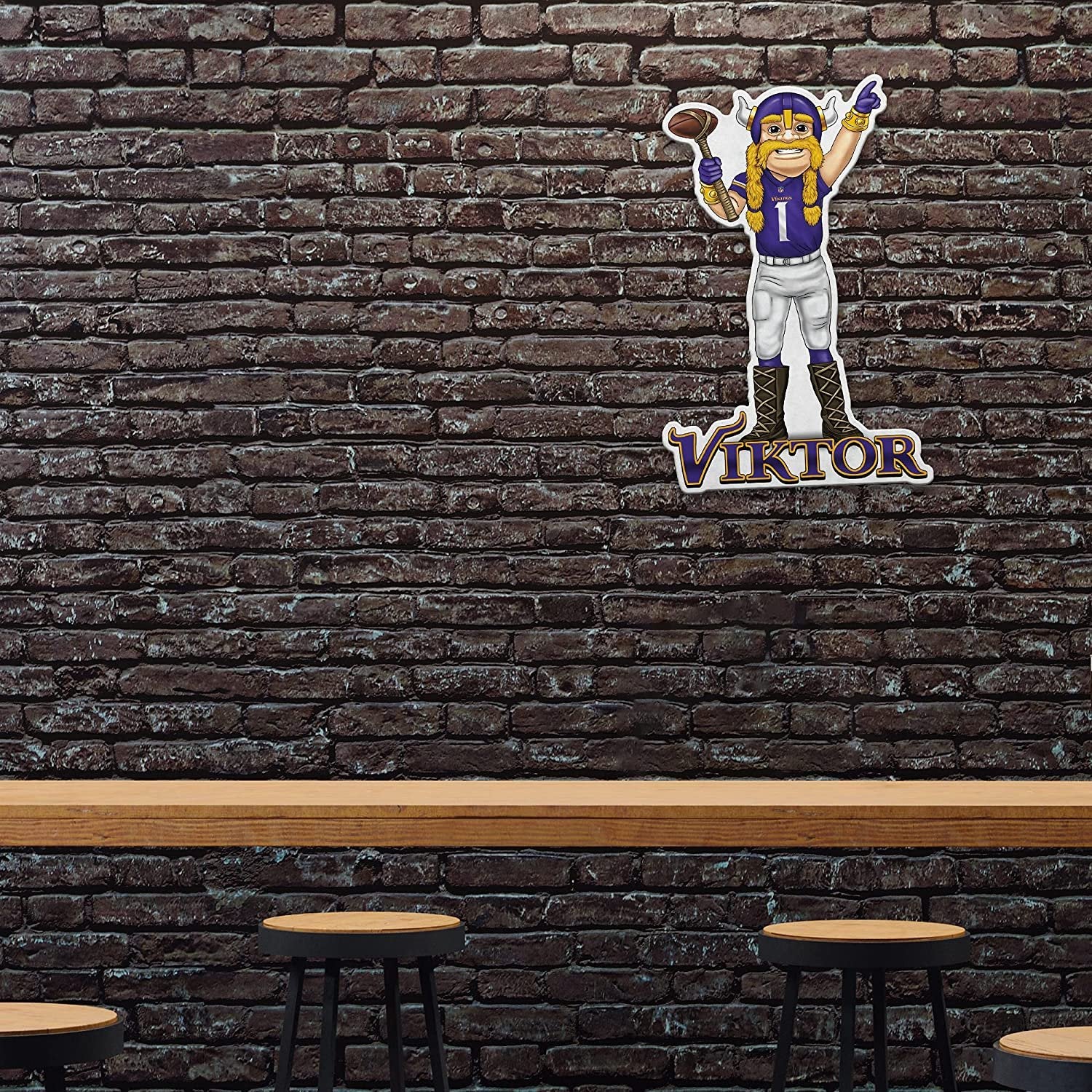 Minnesota Vikings Soft Felt Pennant, Mascot Design, Shape Cut, 18 Inch, Easy To Hang