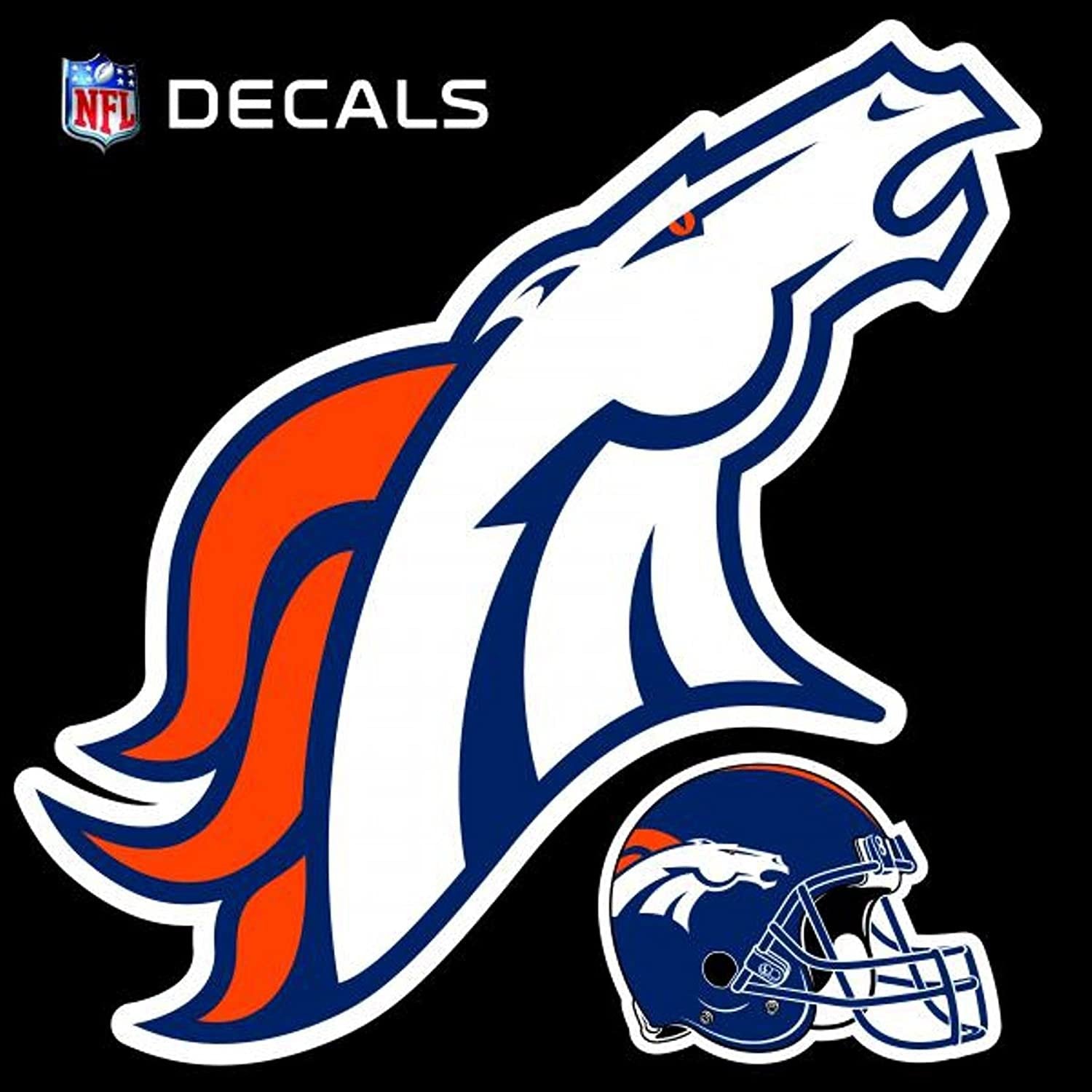 Denver Broncos 8" Logo Decal with Bonus Decal Flat Vinyl Reusable Repositionable Auto Home Football