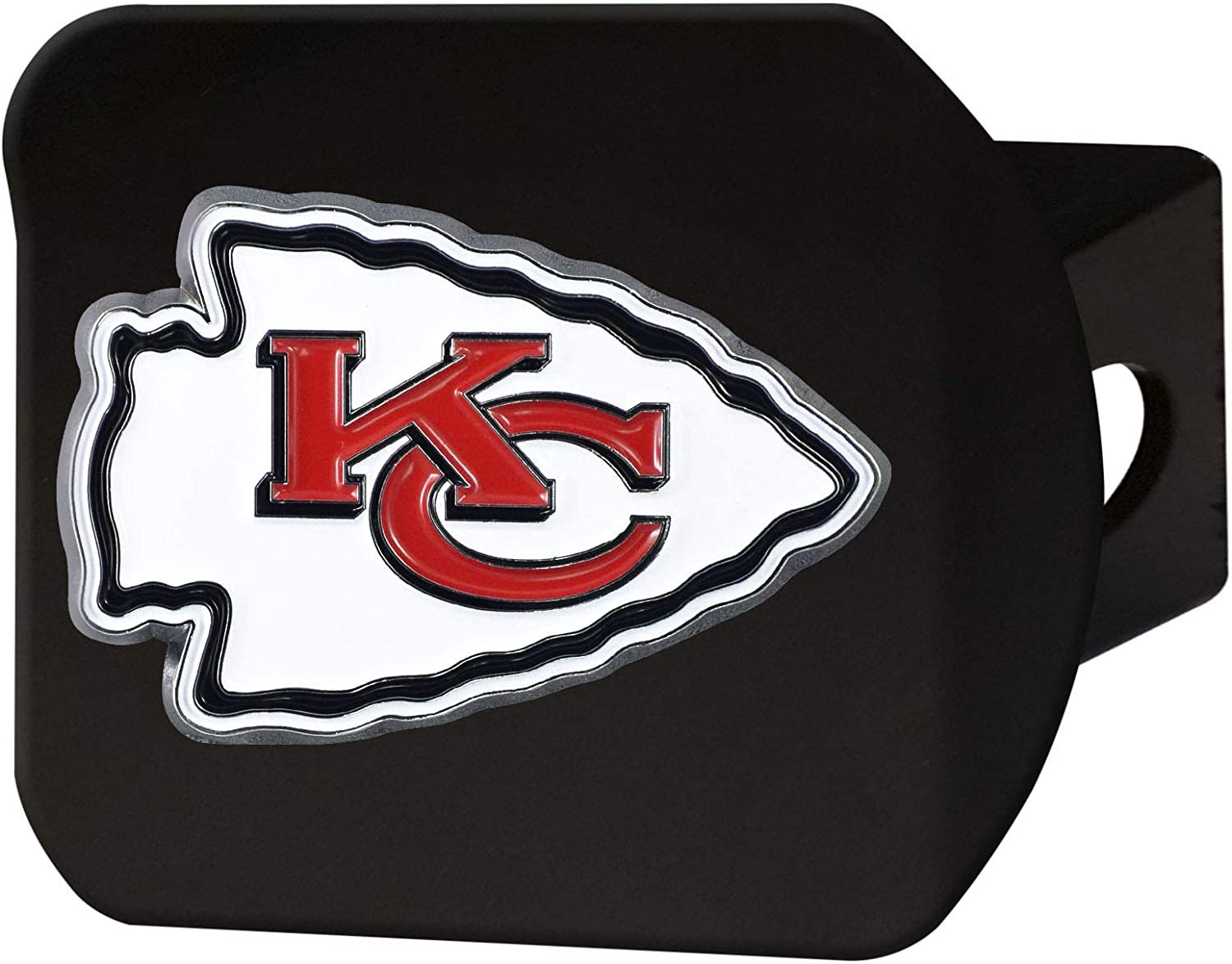 Kansas City Chiefs Hitch Cover Black Solid Metal with Raised Color Metal Emblem 2" Square Type III