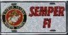 United States Marines Metal Auto Tag License Plate, Semper Fi Design, 6x12 Inch