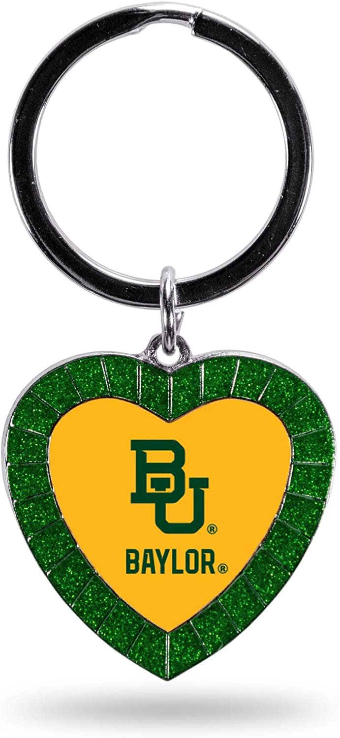 NCAA Baylor Bears NCAA Rhinestone Heart Colored Keychain, Green, 3-inches in length