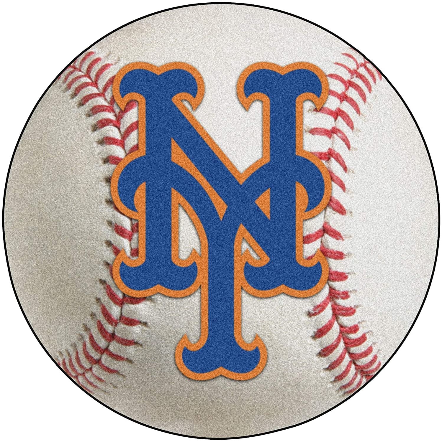 New York Mets 27 Inch Area Rug Floor Mat, Nylon, Anti-Skid Backing, Baseball Shaped