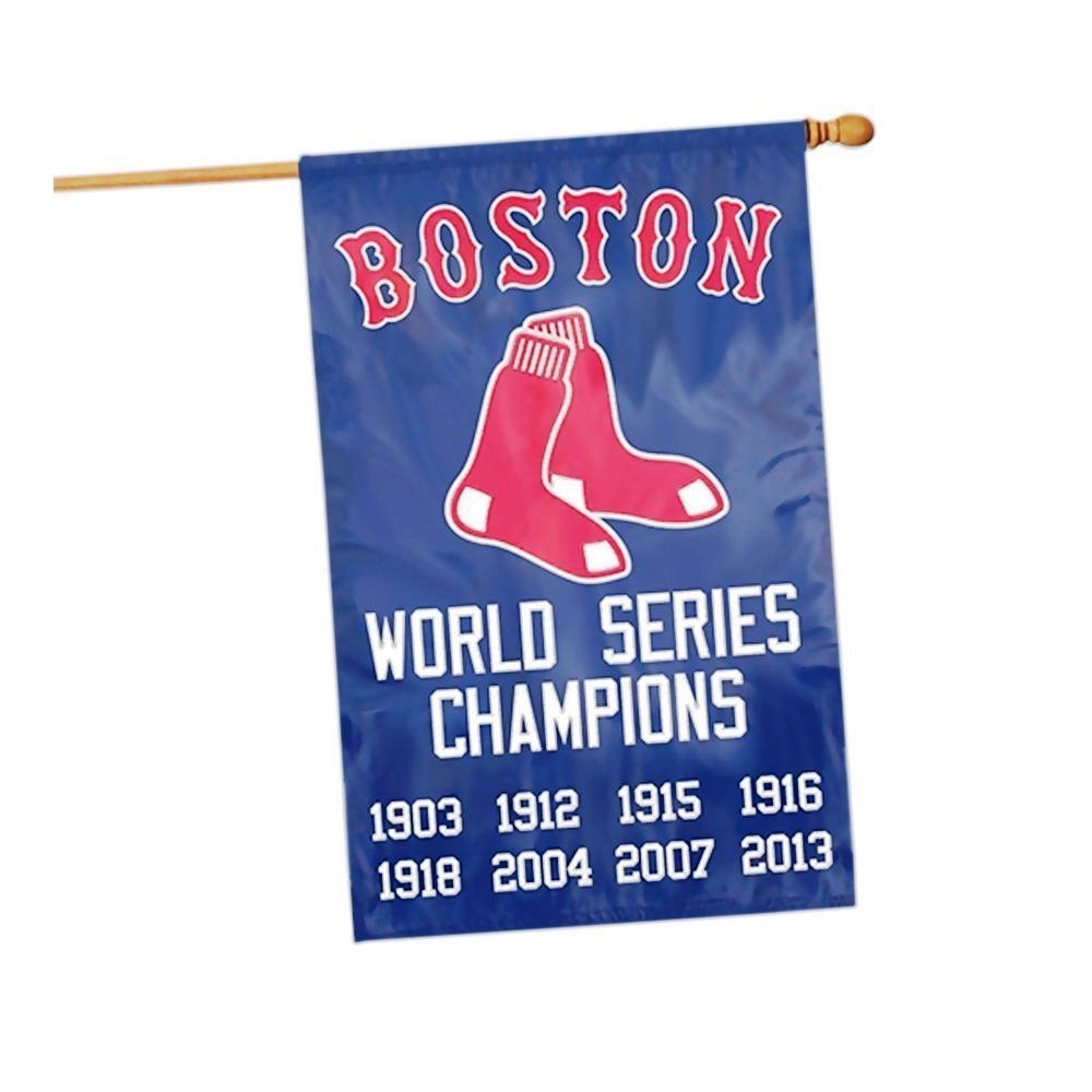 Boston Red Sox 8-Time Champions Premium 28x44 Inch Banner House Flag, Embroidered