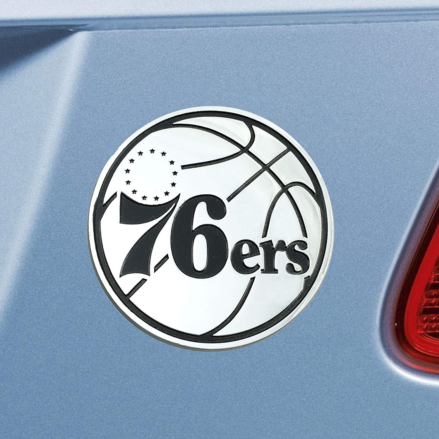 Philadelphia 76ers Solid Metal Auto Emblem Chrome Decal Raised Shape Cut