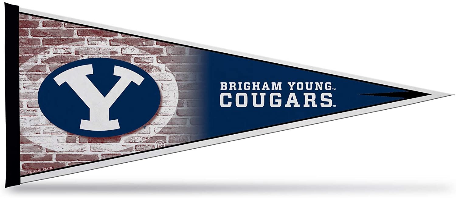 Brigham Young University BYU Cougars Soft Felt Pennant, Primary Design, 12x30 Inch, Easy To Hang