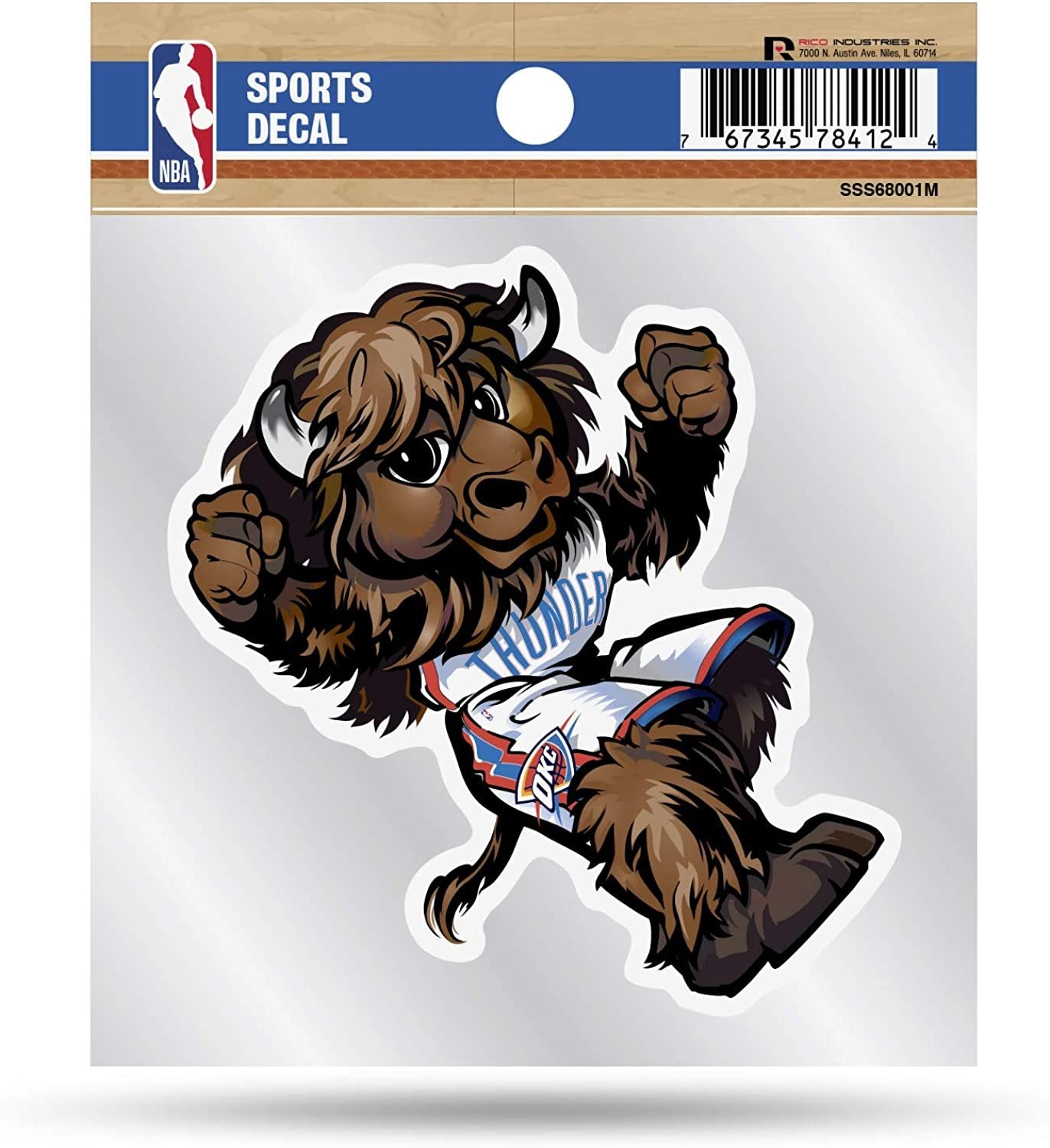 Oklahoma City Thunder 4x4 Decal Sticker Mascot Logo Premium with Clear Backing Flat Vinyl Auto Home NBA