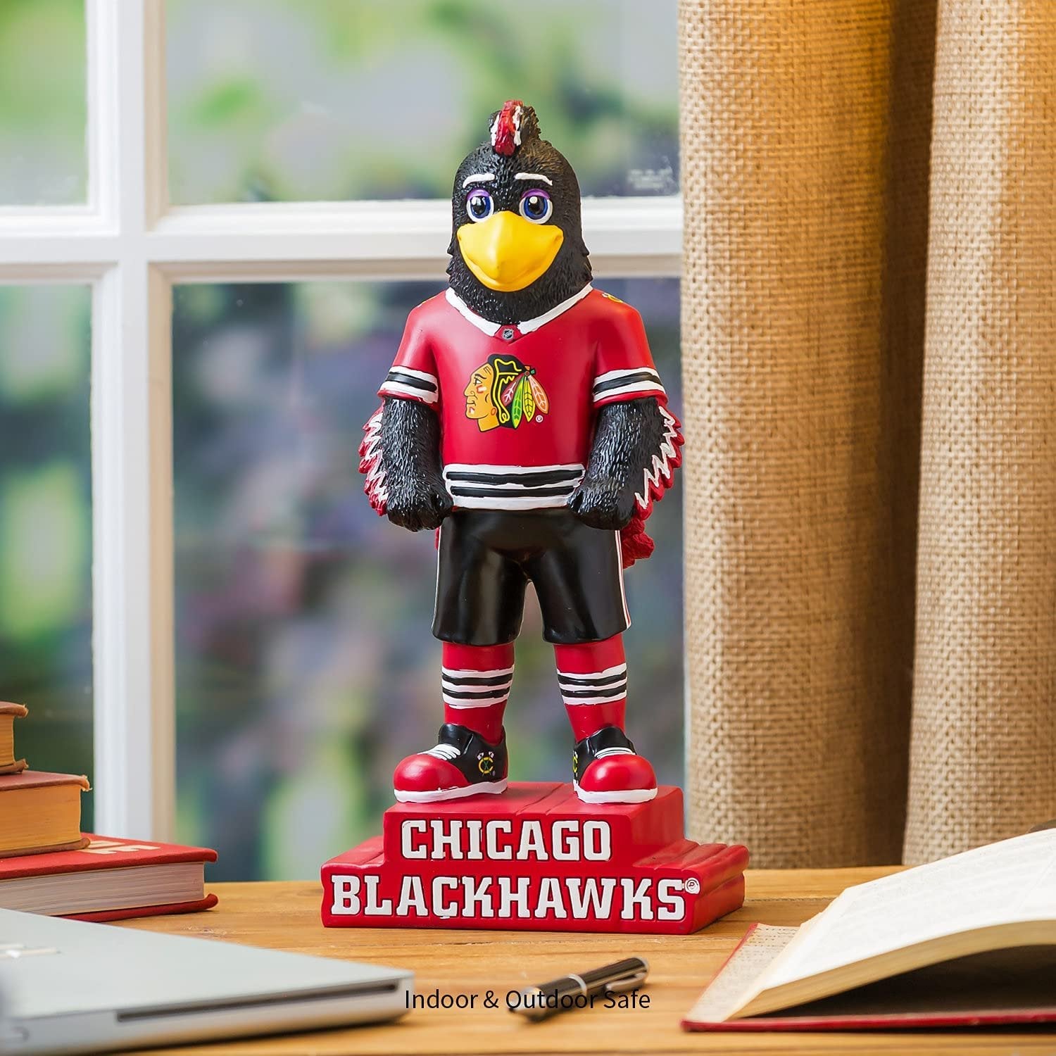 Chicago Blackhawks Mascot Tiki Totem Garden Statue, Outdoor, Resin, 12 Inch High