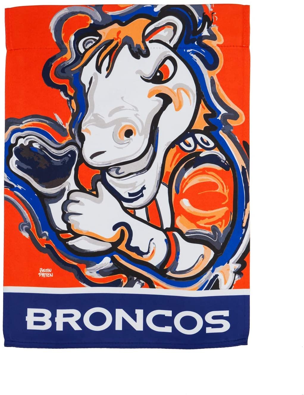 Denver Broncos Premium Double Sided Garden Flag Banner, Justin Patten Design, 13x18 Inch