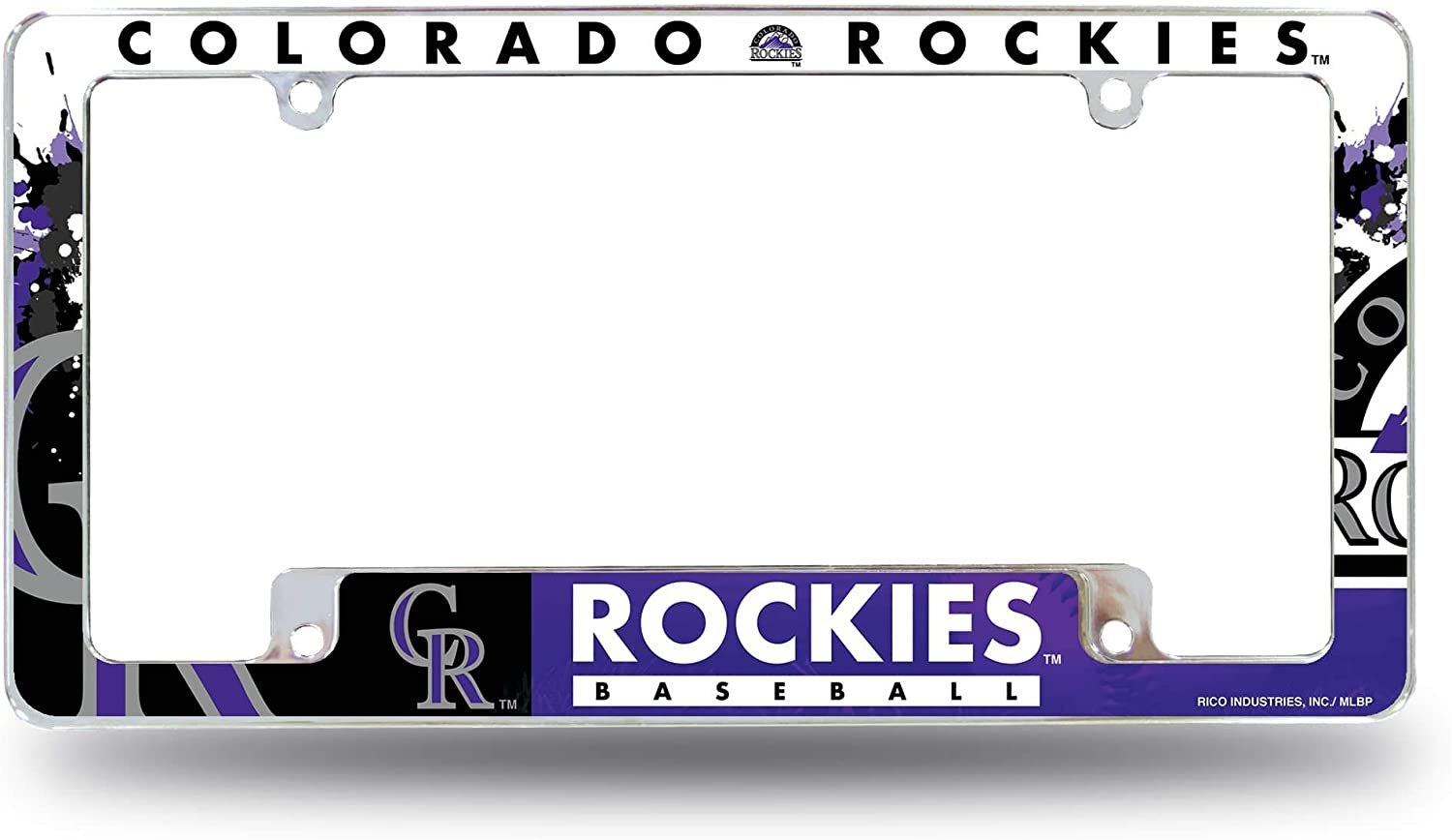 Colorado Rockies Metal License Plate Frame Tag Cover All Over Design Heavy Gauge