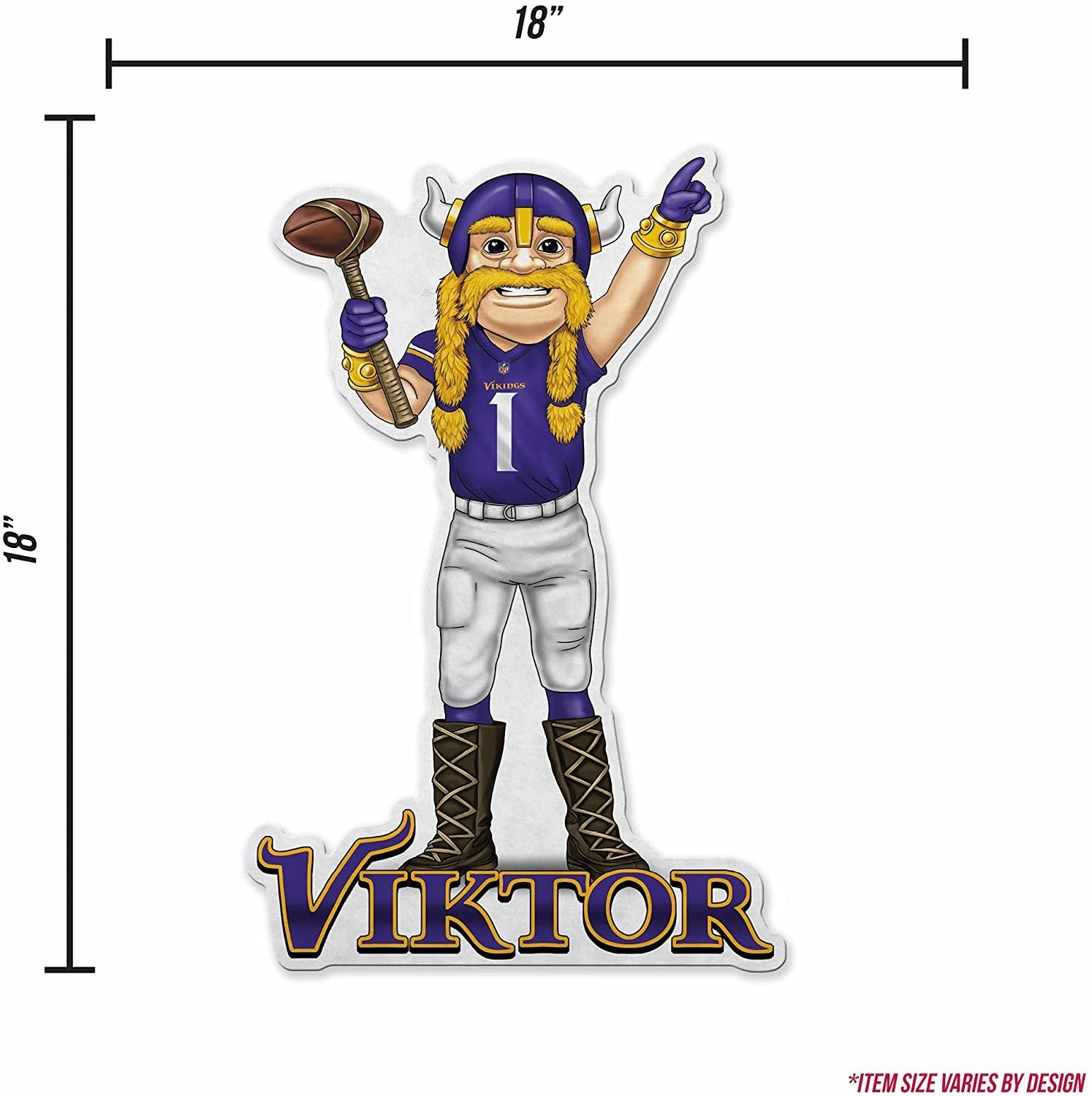 Minnesota Vikings Soft Felt Pennant, Mascot Design, Shape Cut, 18 Inch, Easy To Hang