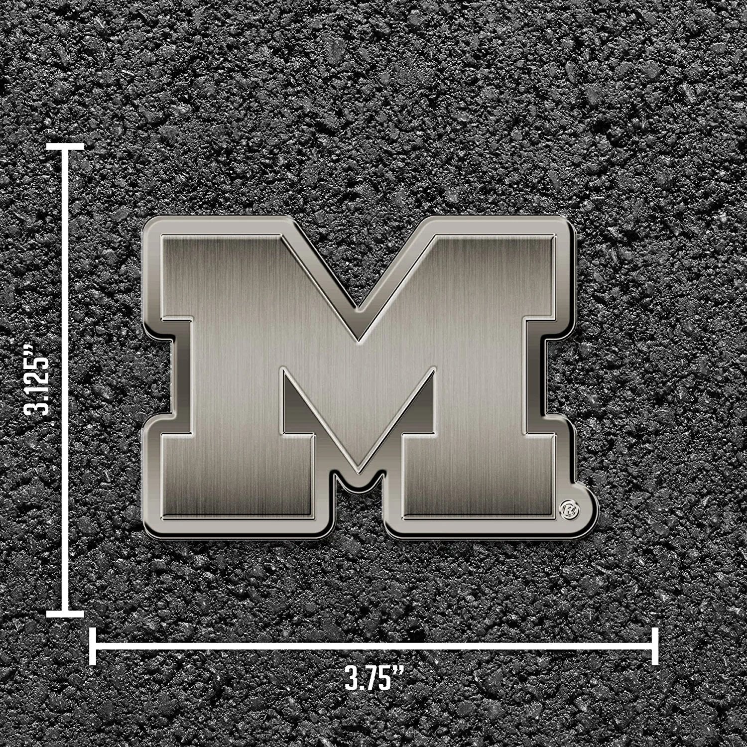 Michigan Wolverines Solid Metal Auto Emblem Antique Nickel for Car/Truck/SUV