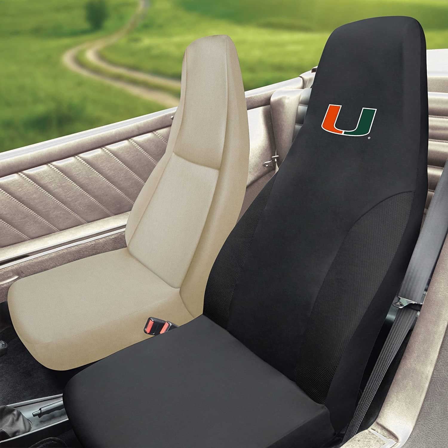 FANMATS 15080 NCAA University of Miami Hurricanes Polyester Seat Cover