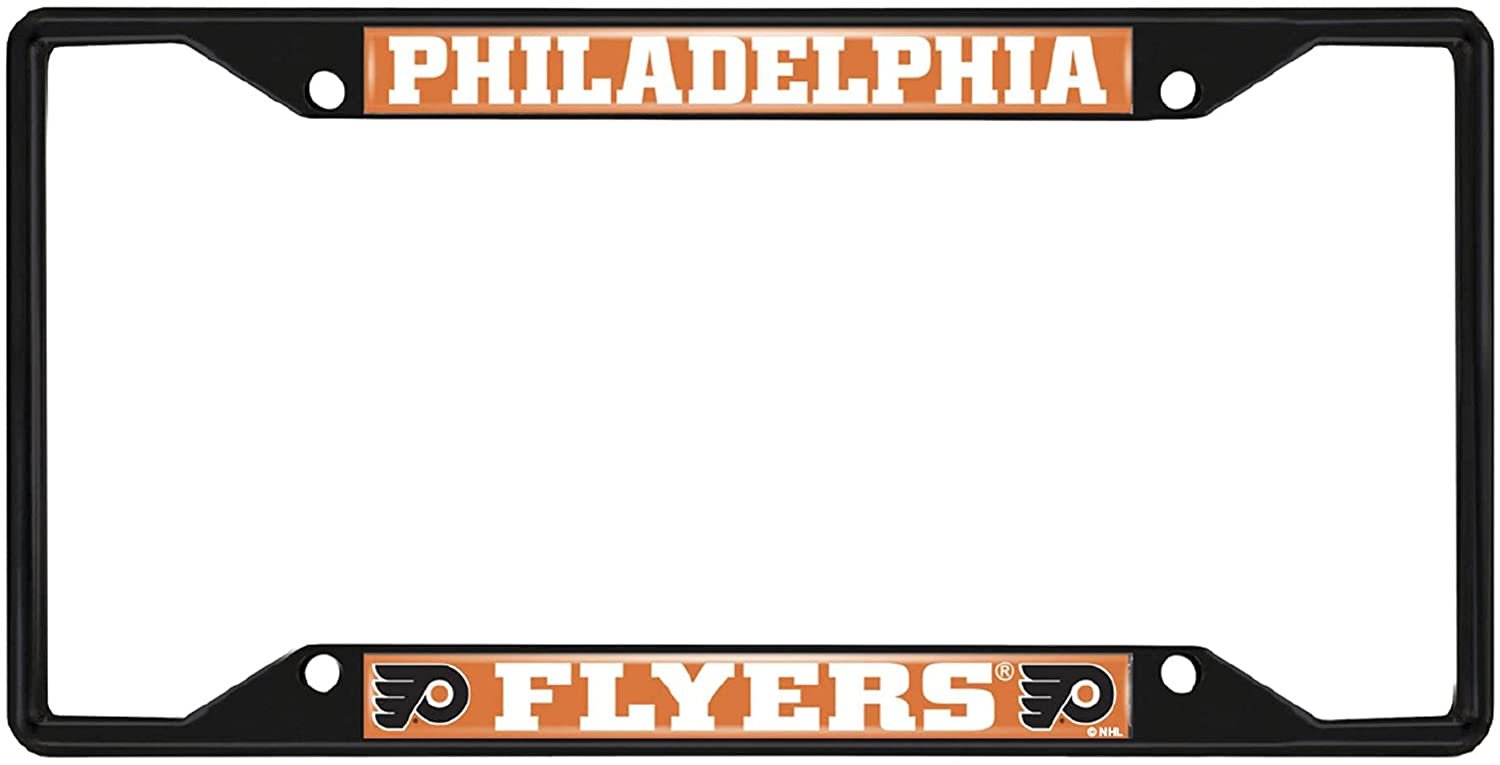 Philadelphia Flyers Black Metal License Plate Frame Tag Cover, 6x12 Inch