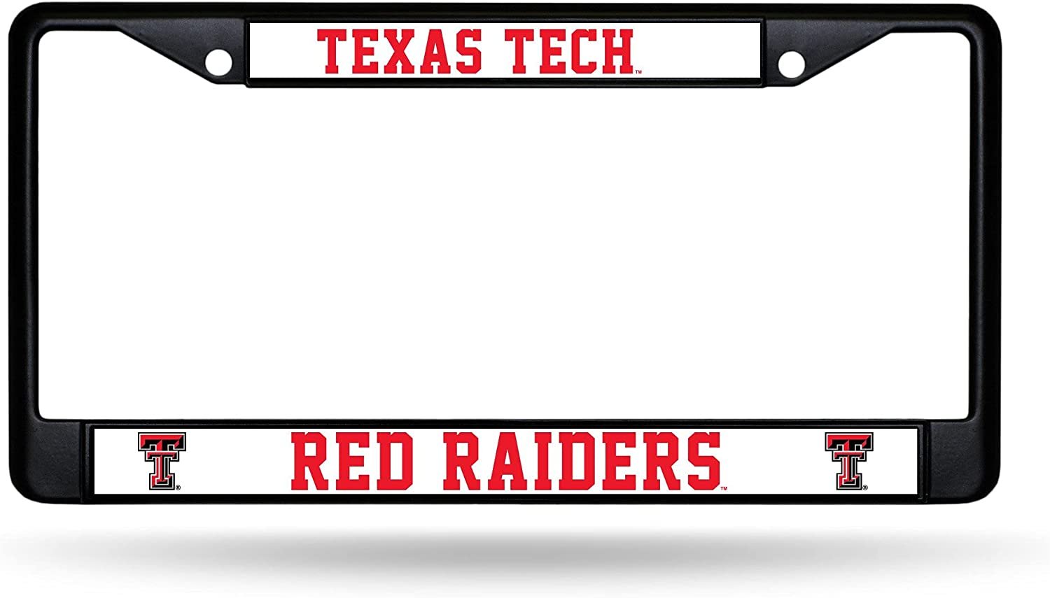 Texas Tech University Red Raiders Black Metal License Plate Frame Chrome Tag Cover 6x12 Inch