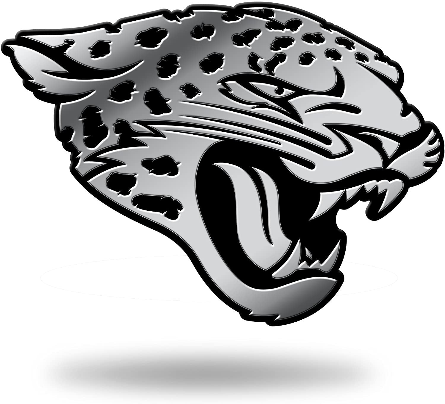 Jacksonville Jaguars Auto Emblem, Silver Chrome Color, Raised Molded Plastic, 3.5 Inch, Adhesive Tape Backing