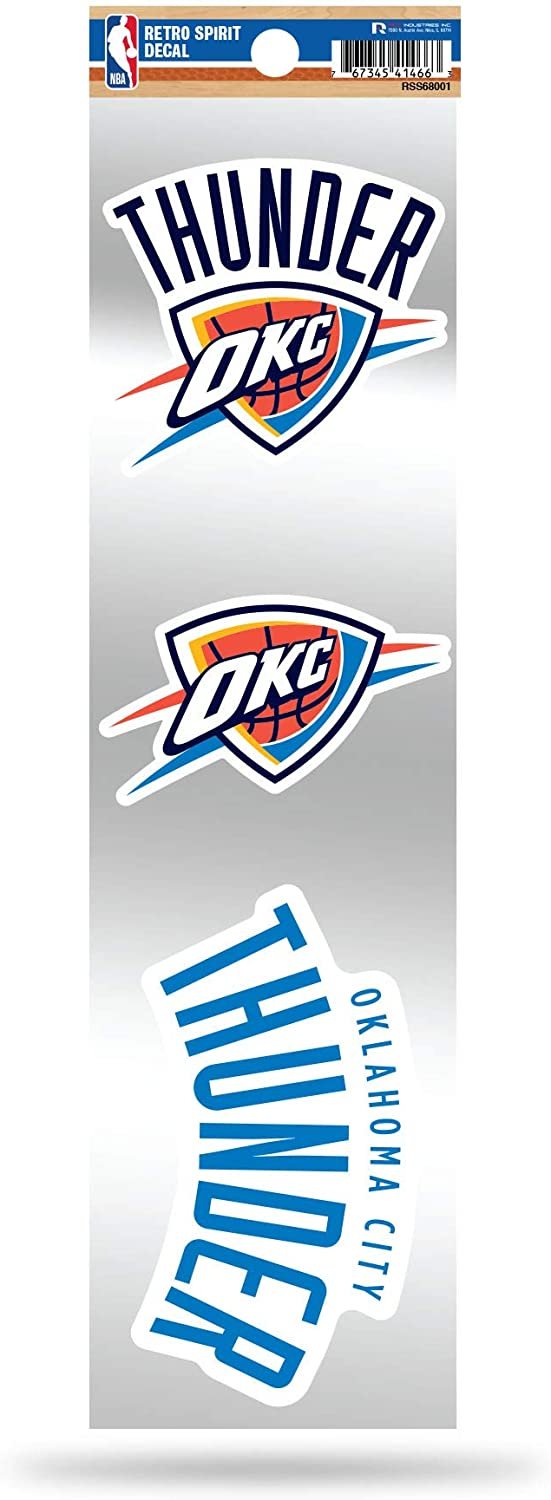 NBA Oklahoma City Thunder NBA 3-Piece Retro Spirit Decals, Team Color, Size of individual decals will vary