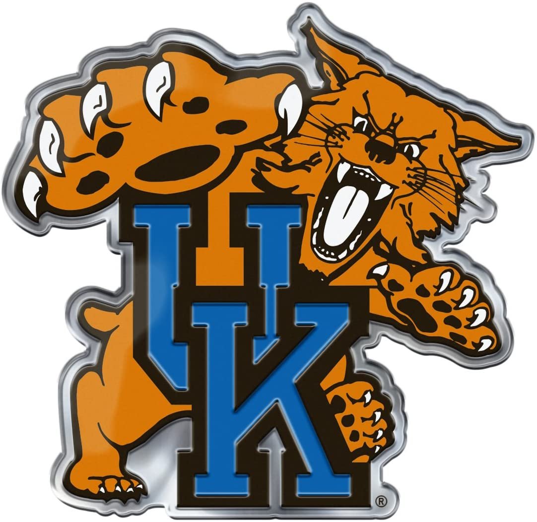 University of Kentucky Wildcats Premium Aluminum Metal Raised Auto Emblem, Alternate Logo, Color Embossed, Full Adhesive Backing