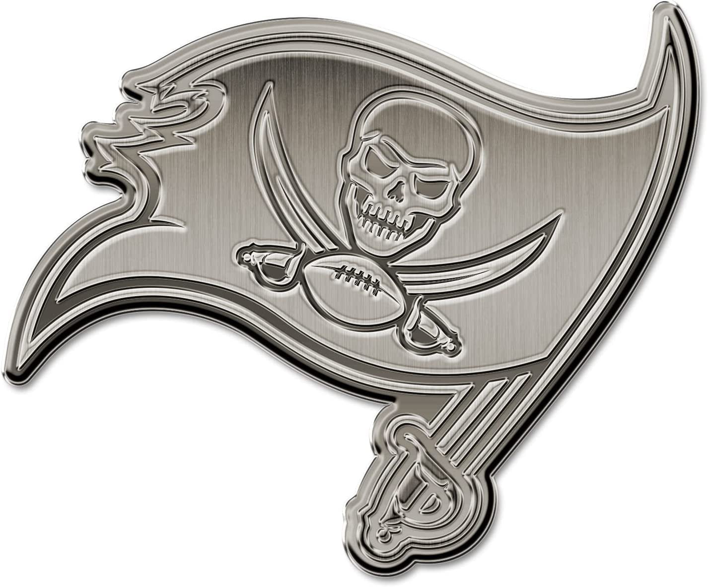 Tampa Bay Buccaneers Solid Metal Auto Emblem Antique Nickel Design