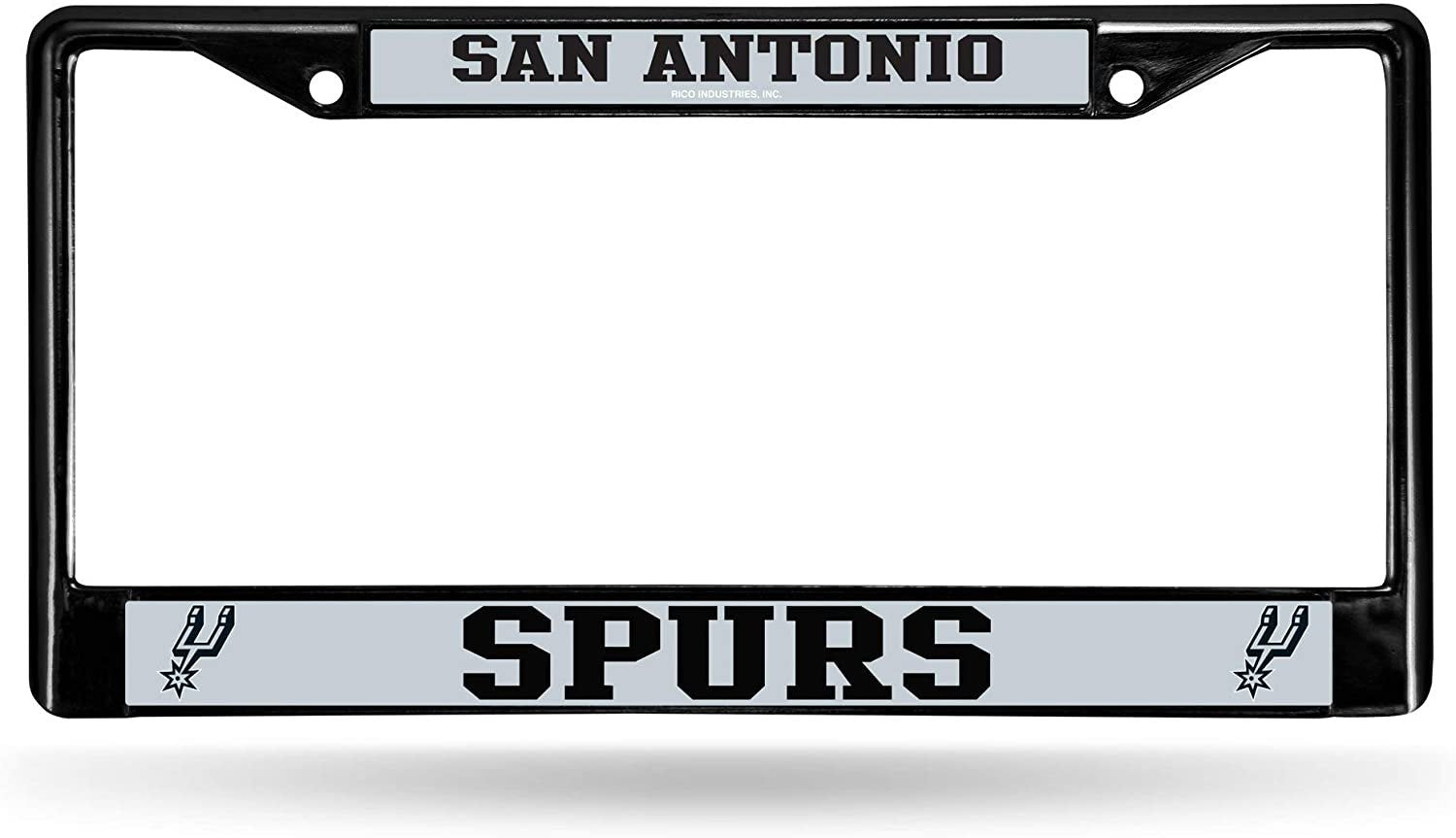 San Antonio Spurs Black Metal License License Plate Frame Tag Cover, 12x6 Inch
