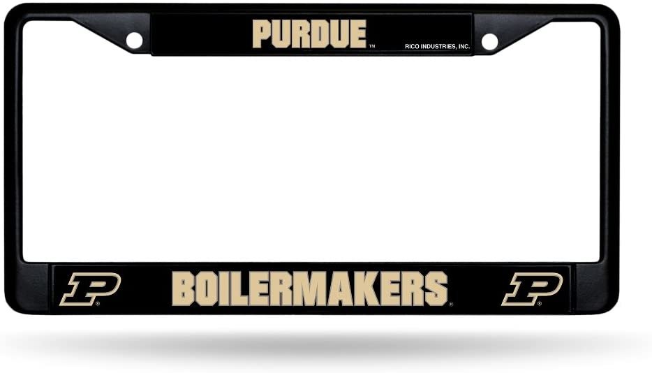 Purdue University Boilermakers Black Metal License Plate Frame Chrome Tag Cover 6x12 Inch