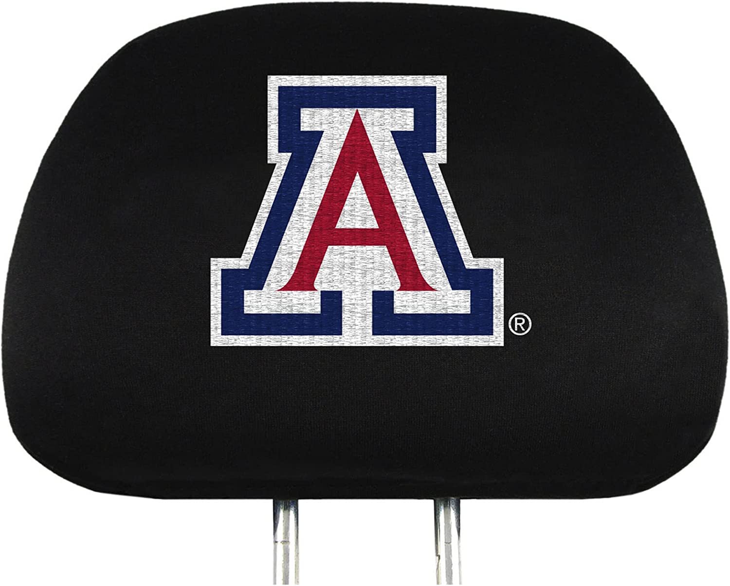 University of Arizona Wildcats Premium Pair of Auto Head Rest Covers, Black, Elastic, 10x14 Inch