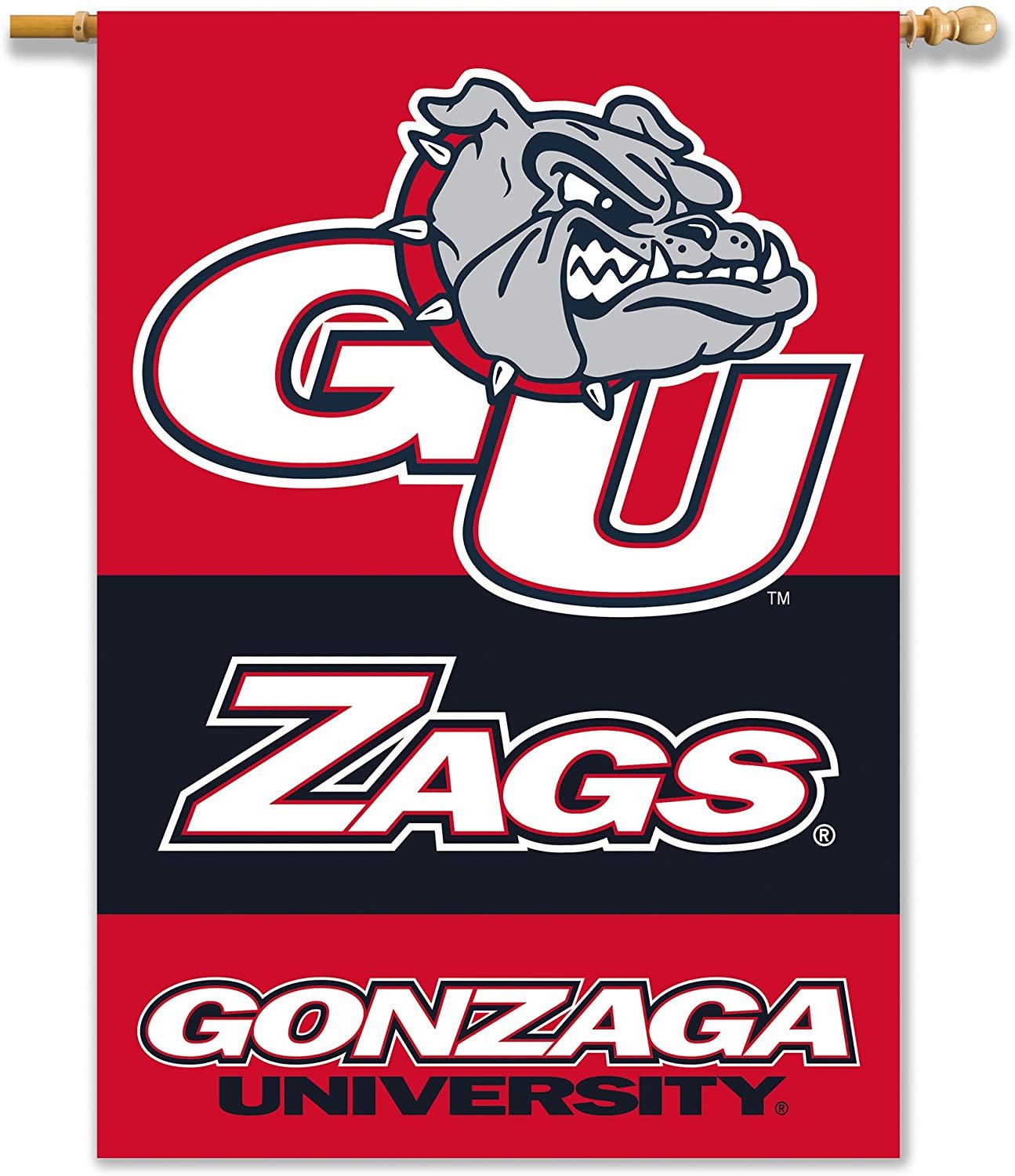 Gonzaga Bulldogs  2-Sided Banner Flag W/Pole Sleeve University of