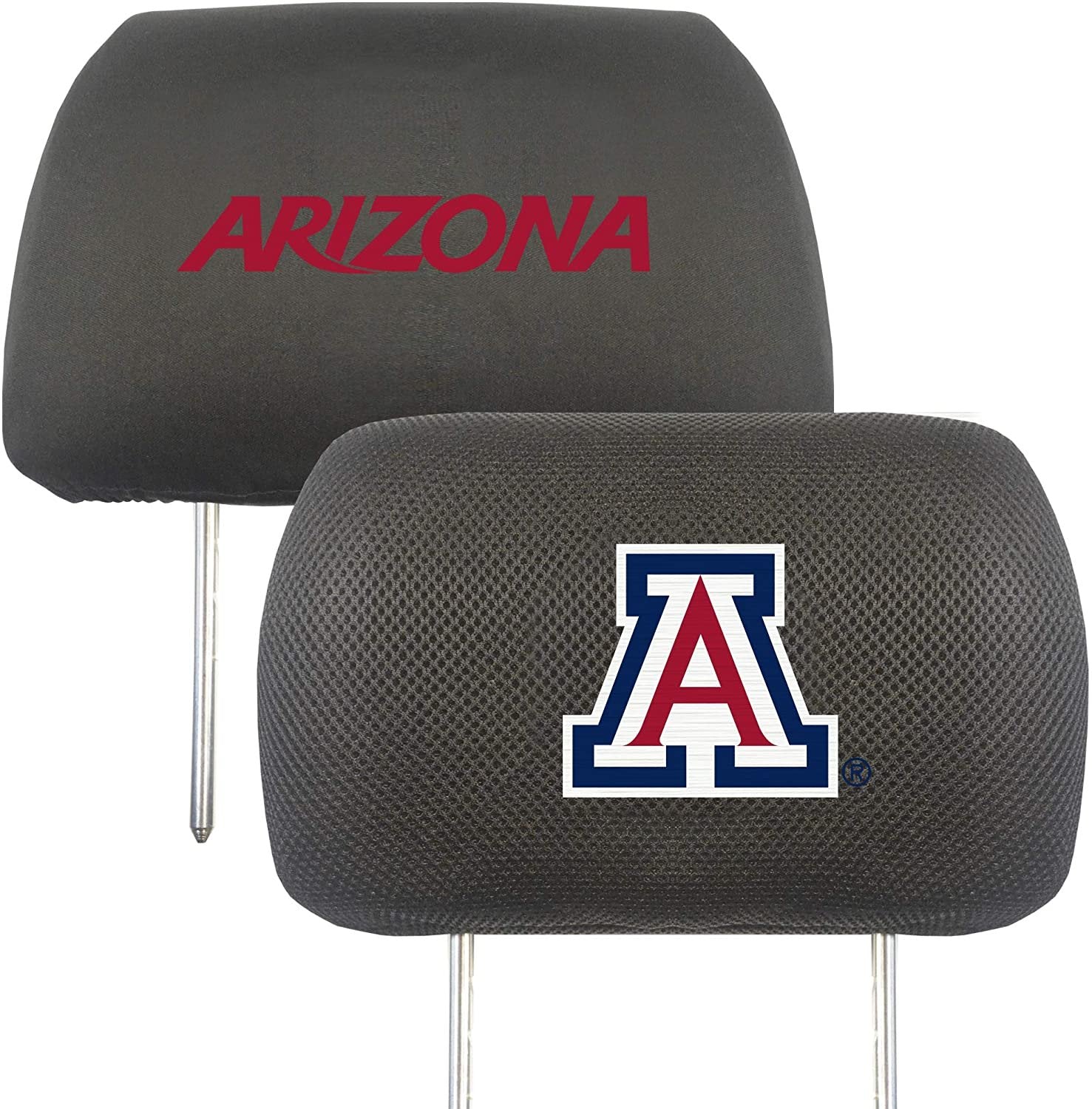 University of Arizona Wildcats Pair of Premium Auto Head Rest Covers, Embroidered, Black Elastic, 14x10 Inch