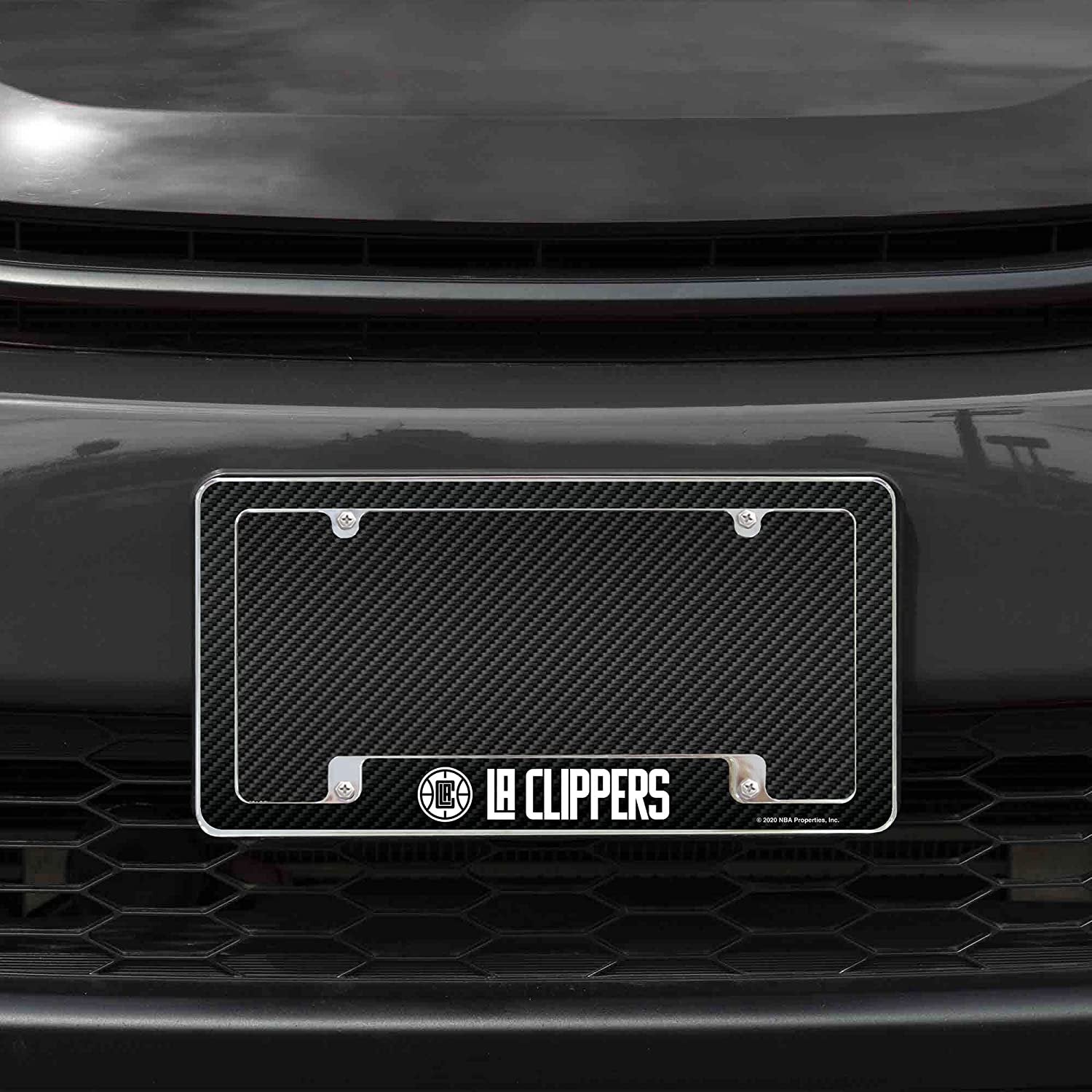 Los Angeles Clippers Metal License Plate Frame Chrome Tag Cover Carbon Fiber Design 6x12 Inch