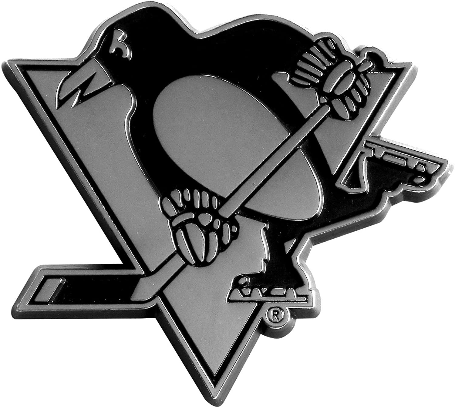 Pittsburgh Penguins Premium Solid Metal Raised Auto Emblem, Shape Cut, Adhesive Backing