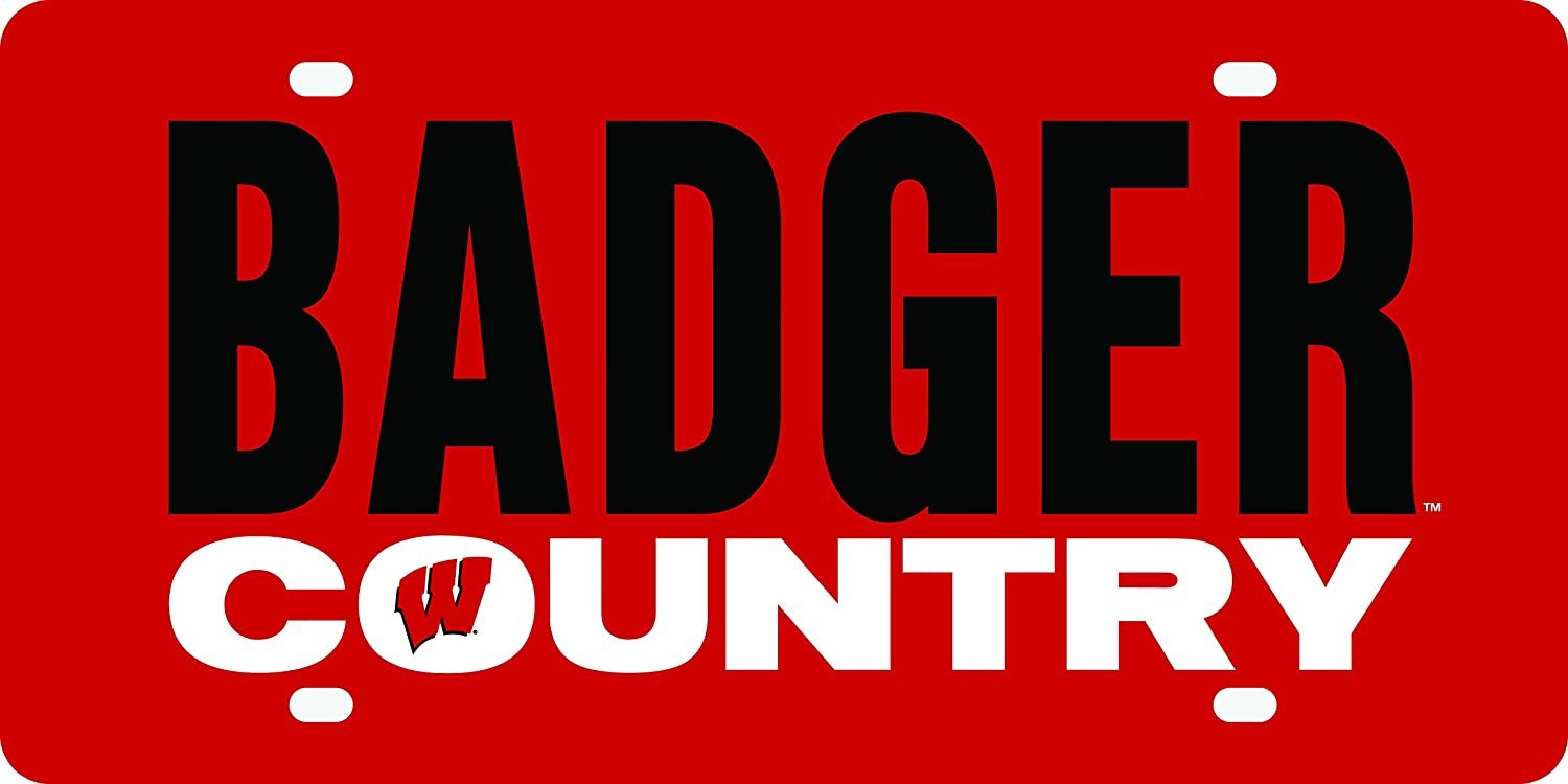 University of Wisconsin Badgers Premium Laser Cut Tag License Plate, Country, Mirrored Acrylic Inlaid, 6x12 Inch