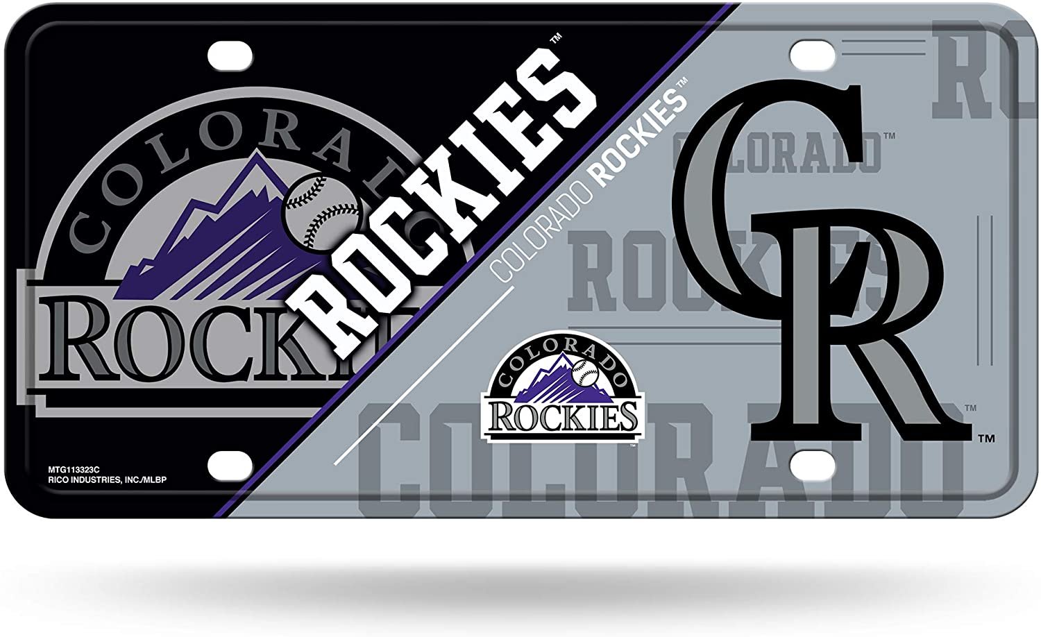 Colorado Rockies Metal Auto Tag License Plate, Split Design, 6x12 Inch
