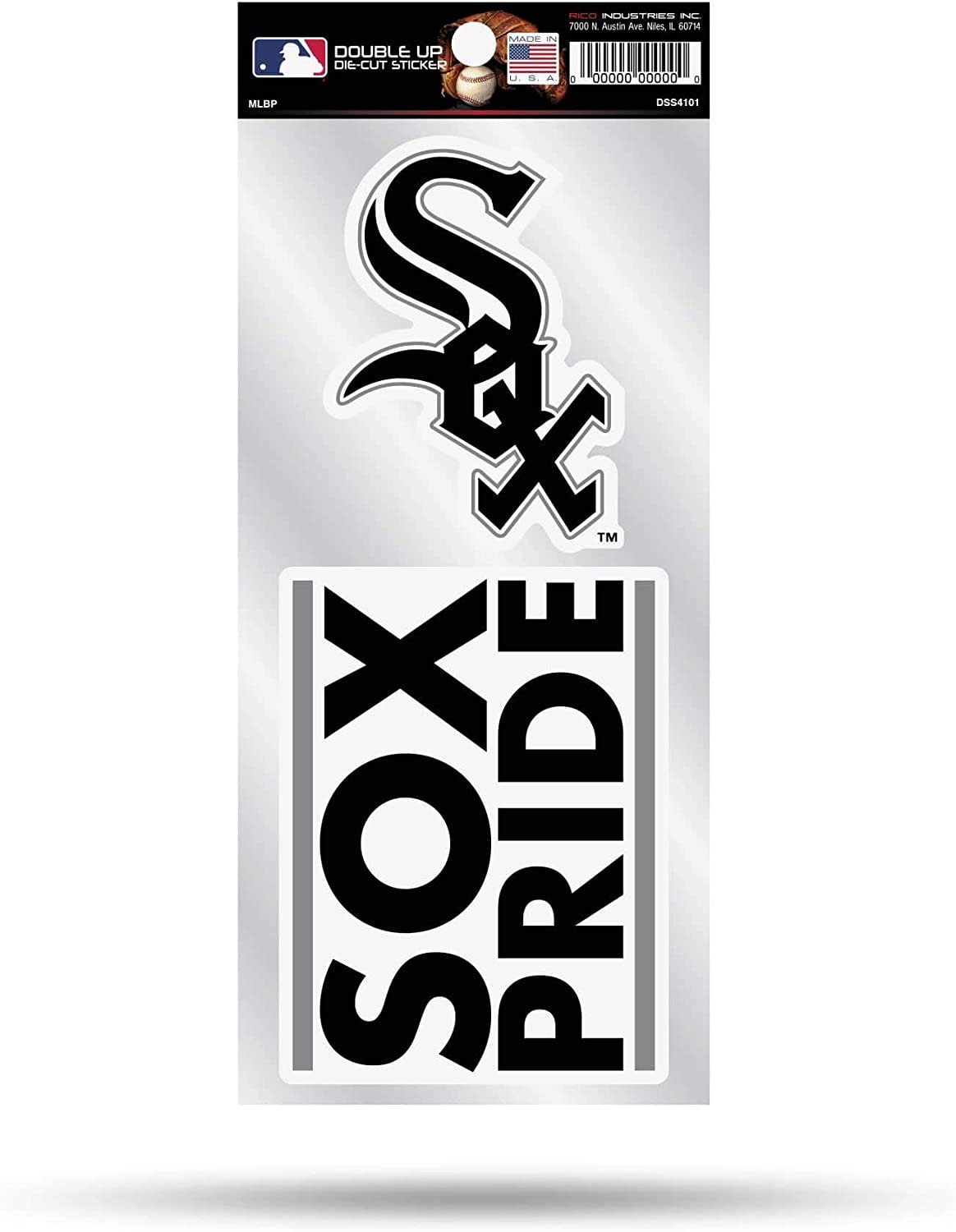 Chicago White Sox 2-Piece Double Up Die Cut Sticker Decal Sheet, 4x8 Inch